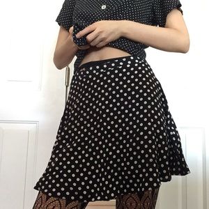 asos black & white polka dot print skater skirt